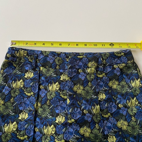 Anthropologie Current Air Bluebell Jacquard Pants Blue Yellow Floral Motif - Picture 12 of 12
